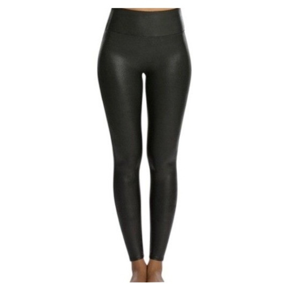 SPANX Womens S Black Faux Leather Leggings NWT‎